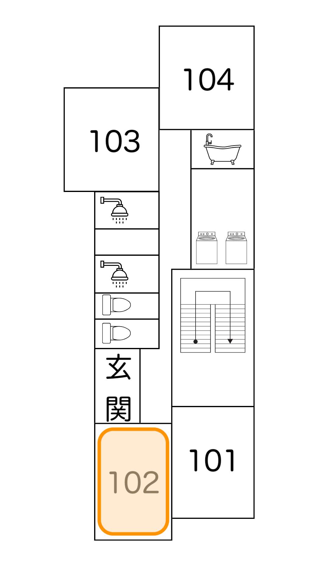 1F間取り図（102号室）