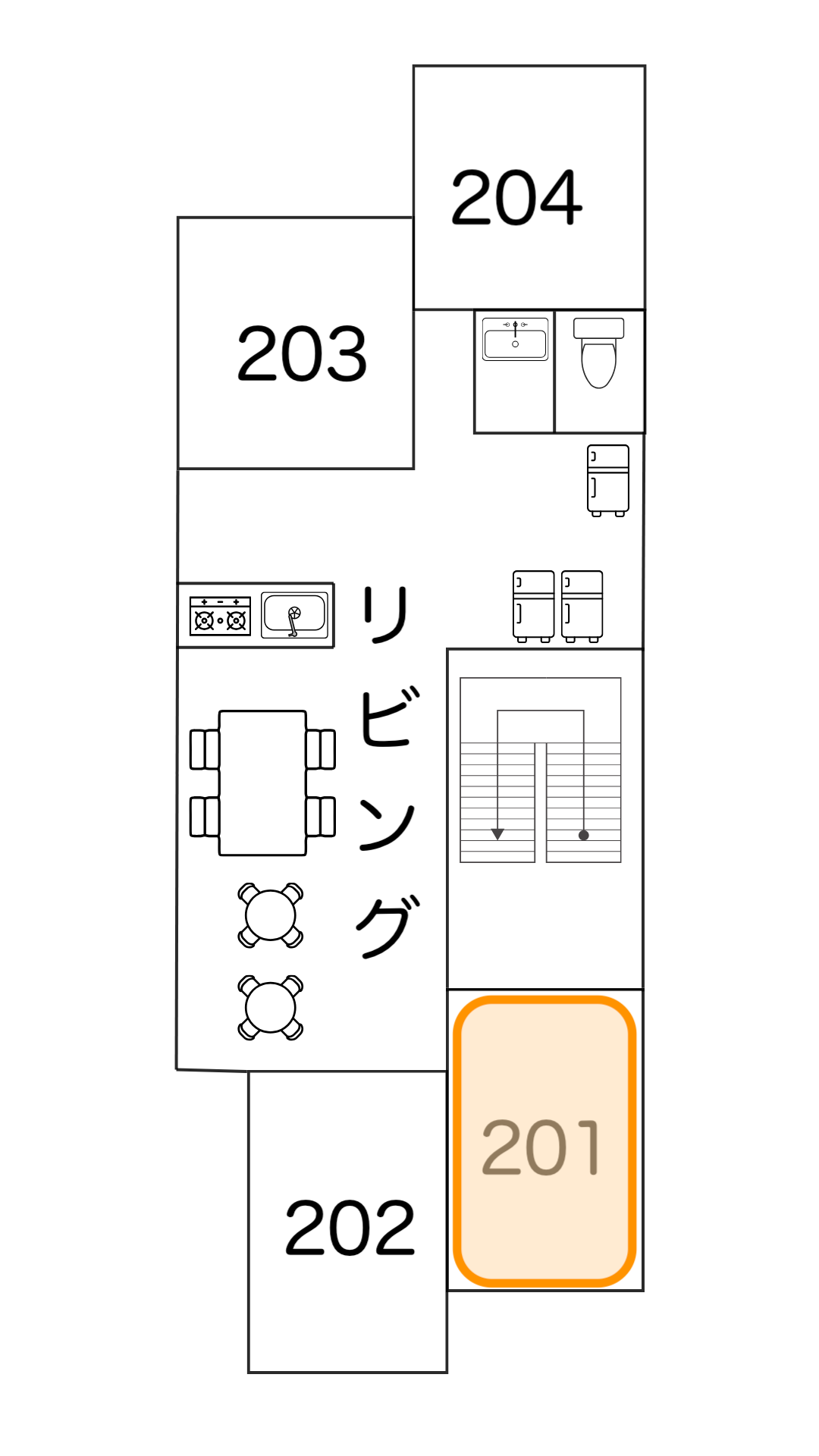2F間取り図（201号室）