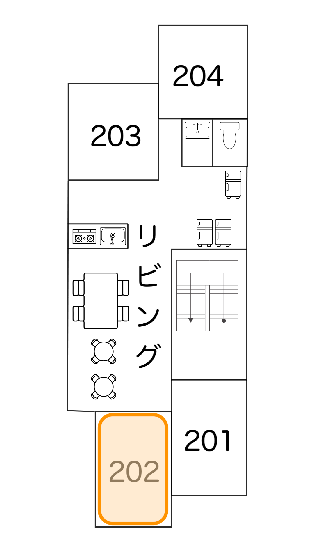 2F間取り図（202号室）