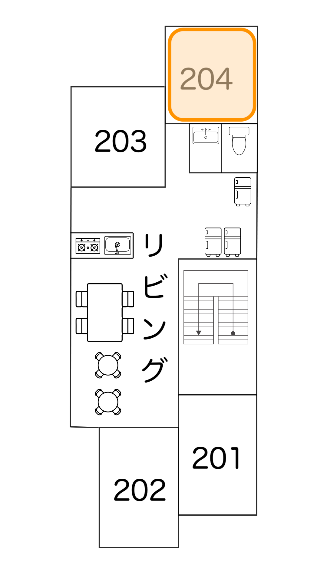 2F間取り図（204号室）